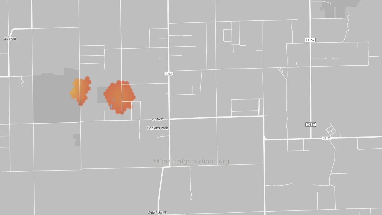 Bike Grade map of Hopkins Park, IL