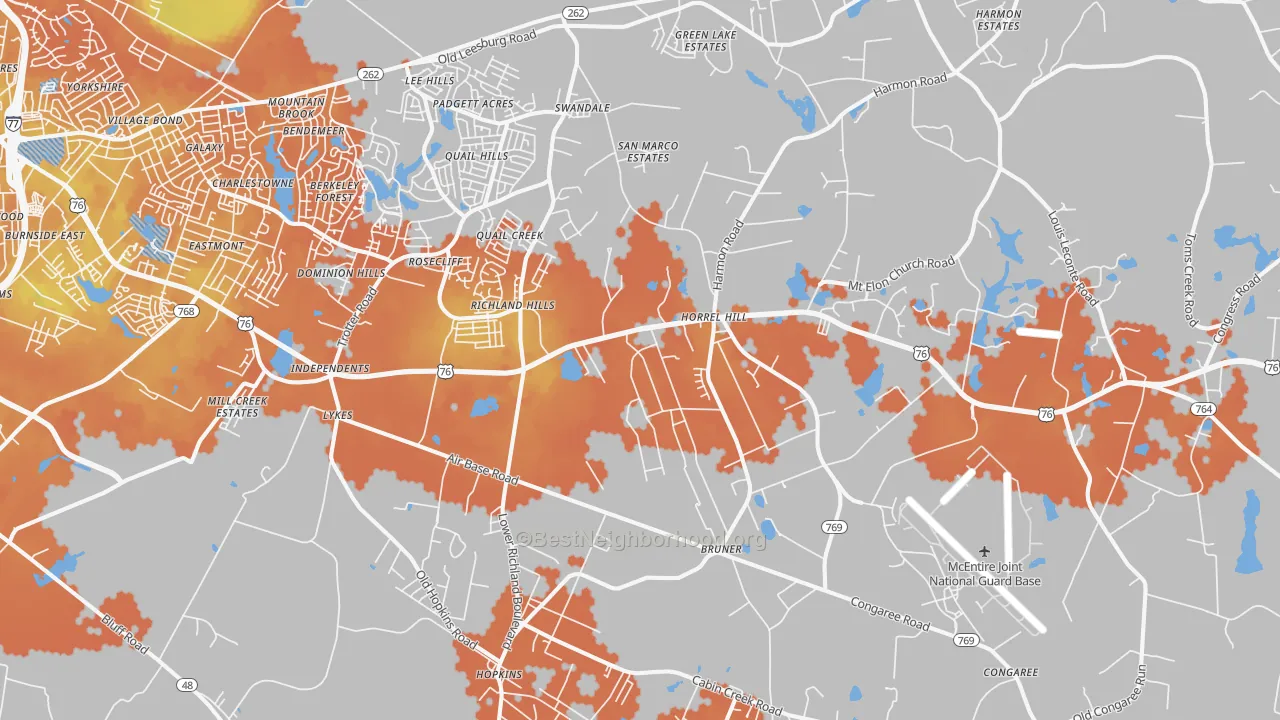 Bike Grade map of Hopkins, SC