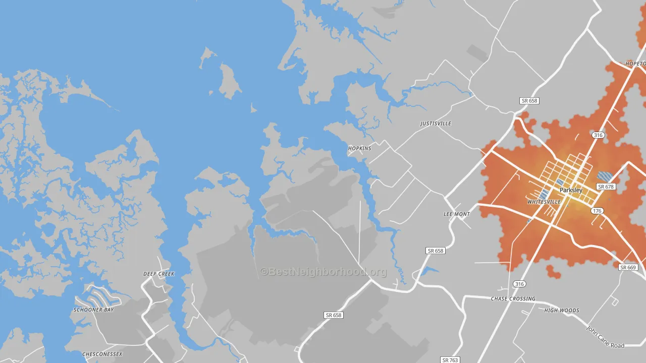 Bike Grade map of Hopkins, VA