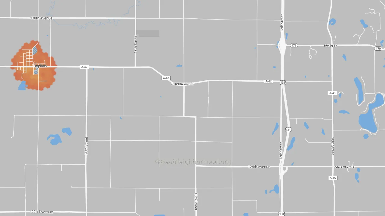 Bike Grade map of Hopkinsburg, MI