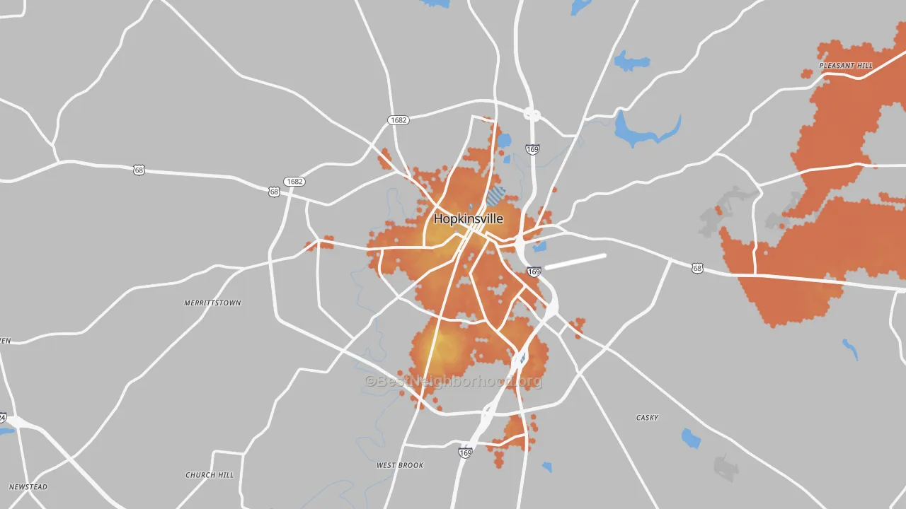 Bike Grade map of Hopkinsville, KY