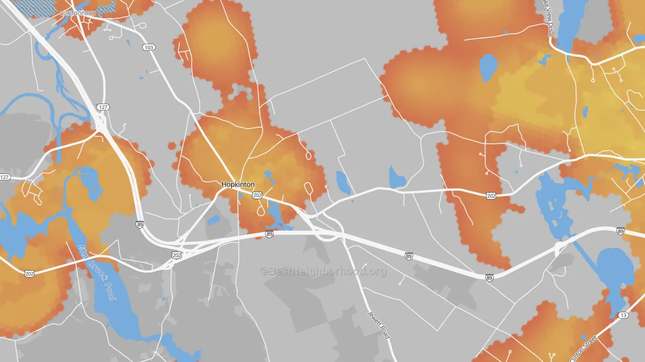Bike Grade map of Hopkinton, NH