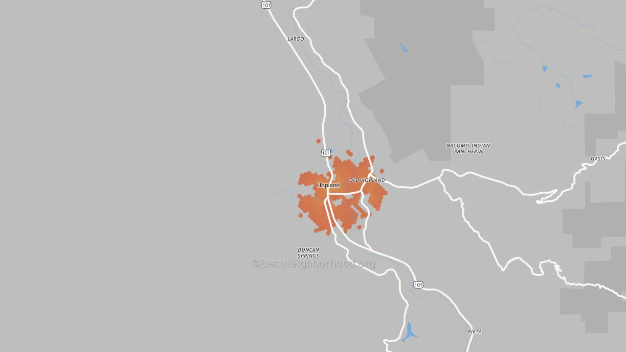 Bike Grade map of Hopland, CA