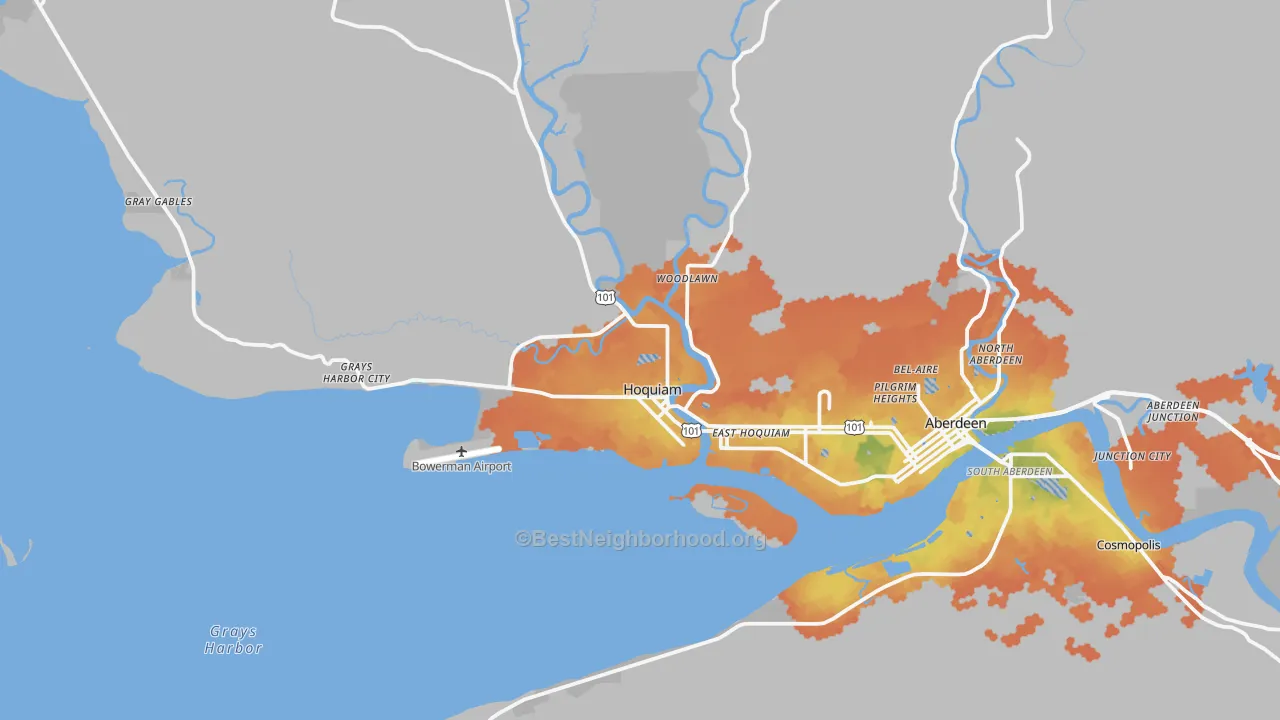 Bike Grade map of Hoquiam, WA