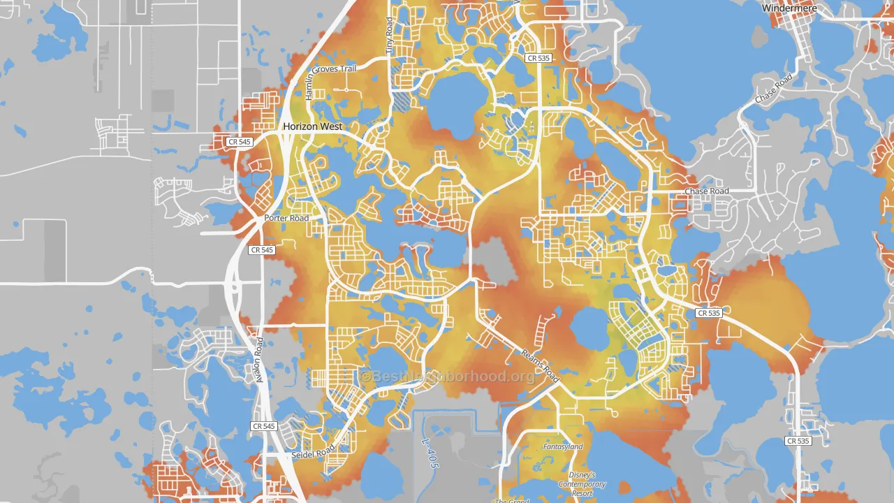 Bike Grade map of Horizon West, FL