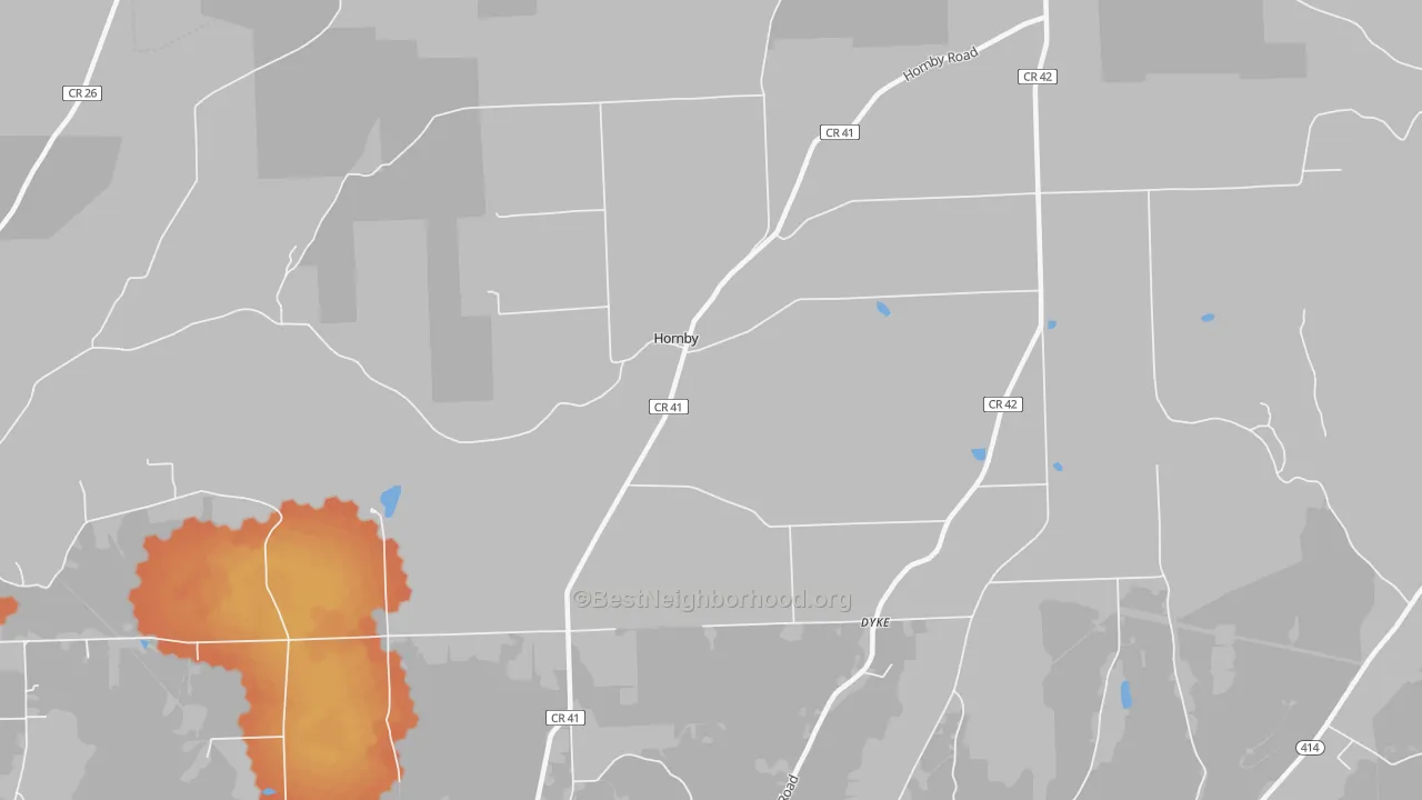 Bike Grade map of Hornby, NY