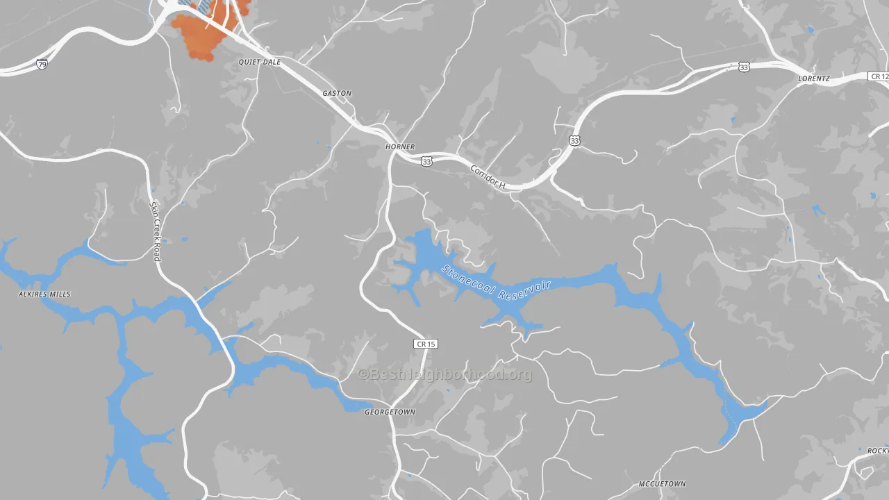 Bike Grade map of Horner, WV