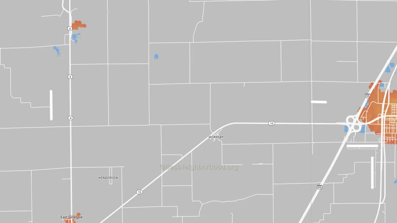 Bike Grade map of Hornsby, IL