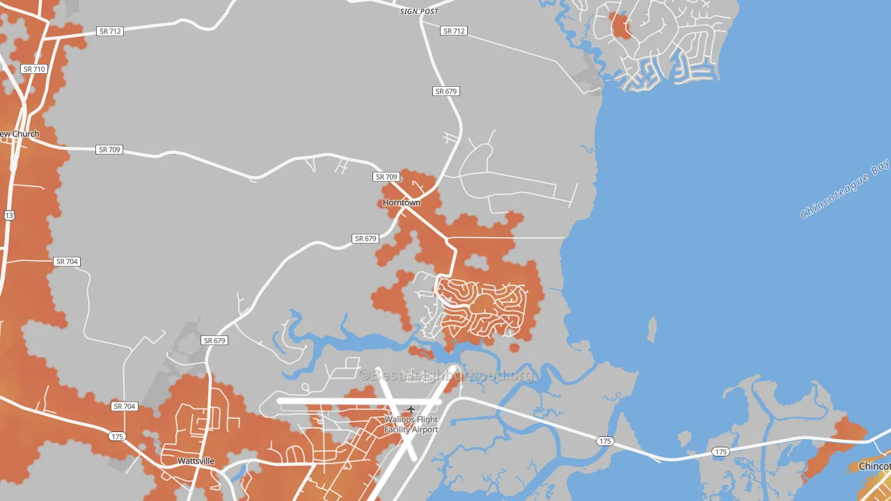 Bike Grade map of Horntown, VA