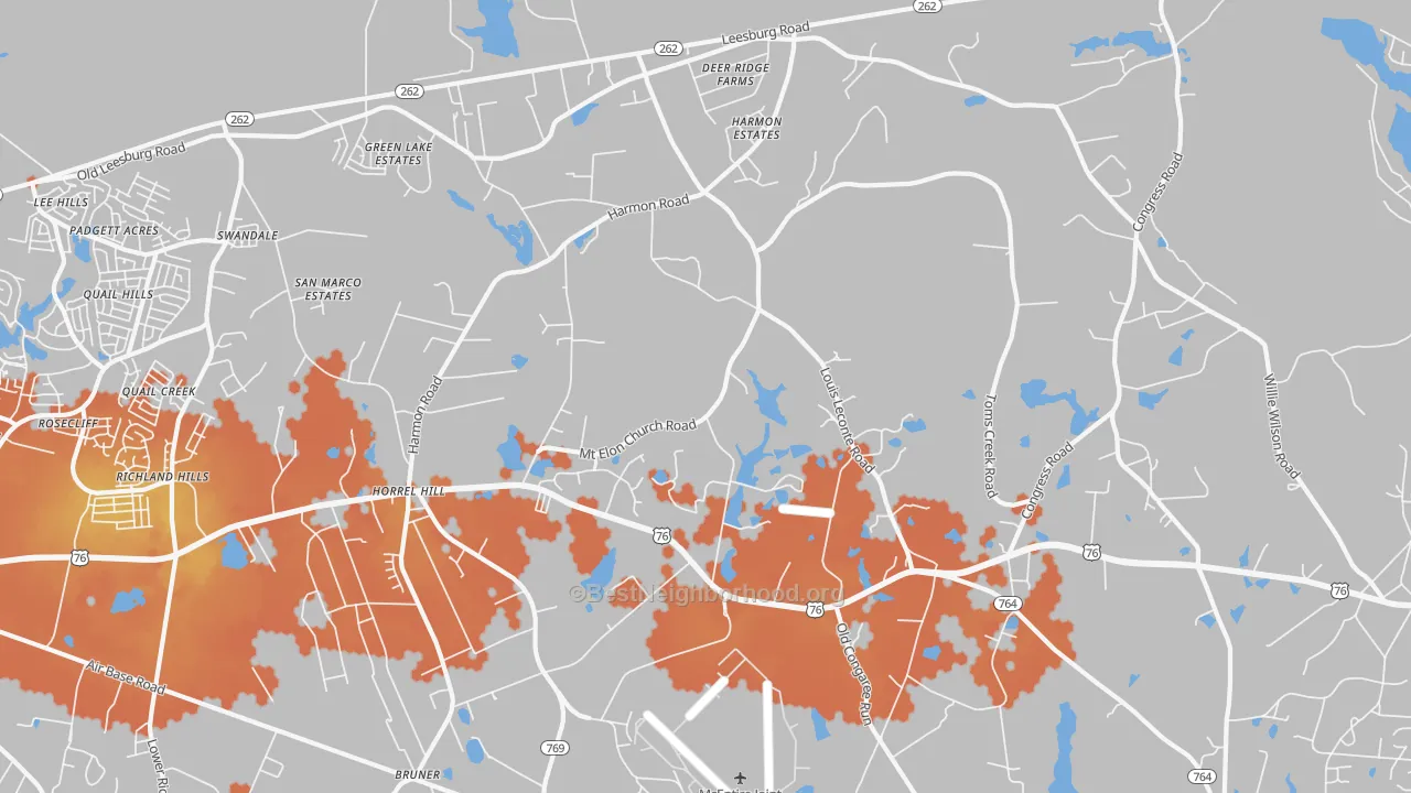 Bike Grade map of Horrel Hill, SC