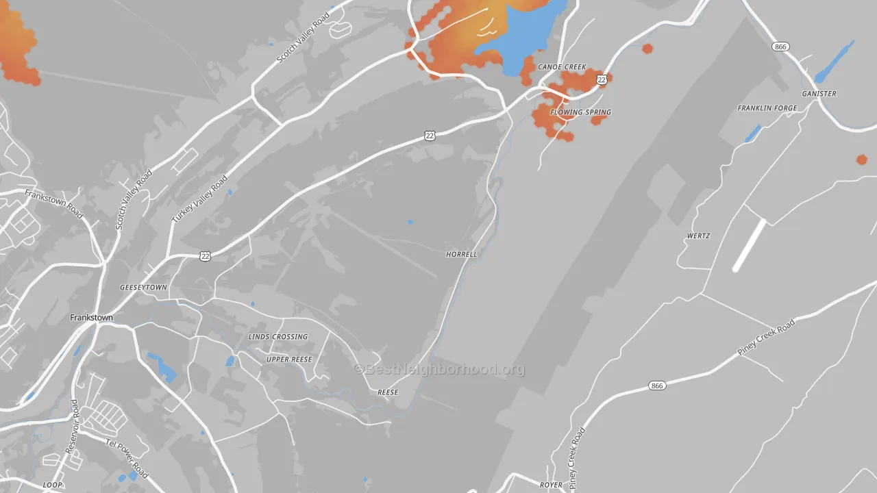 Bike Grade map of Horrell, PA