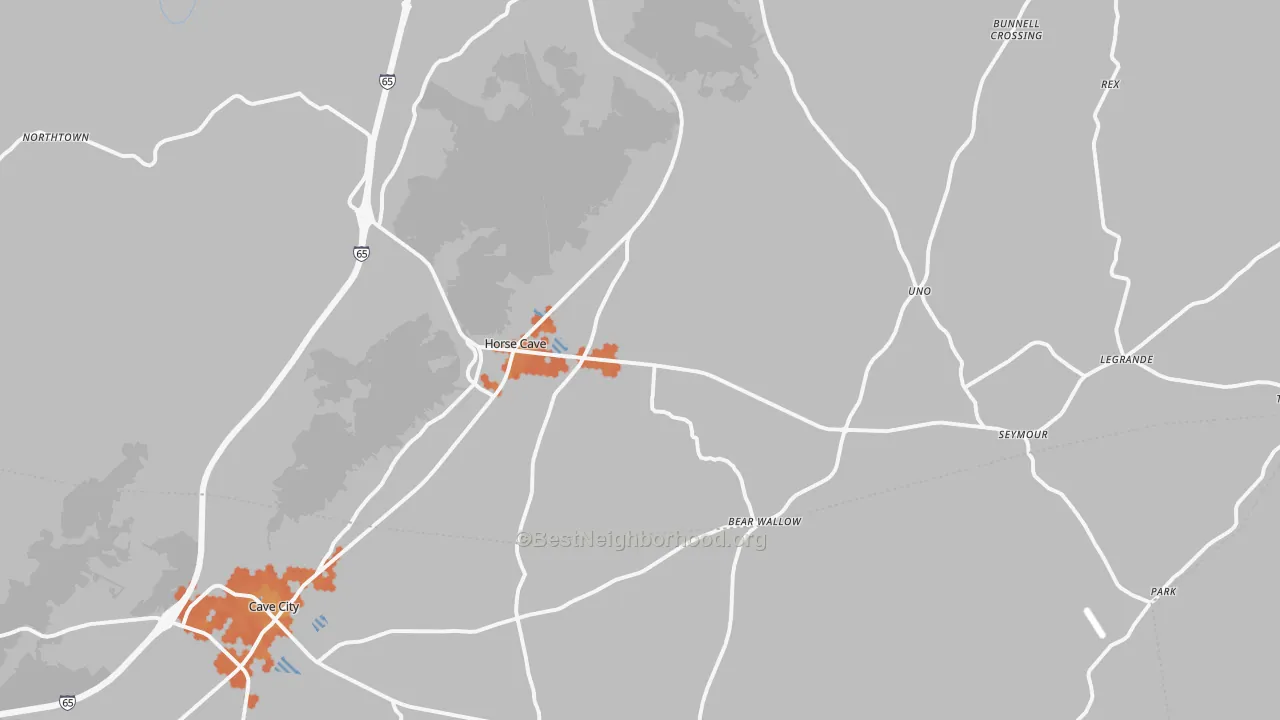 Bike Grade map of Horse Cave, KY