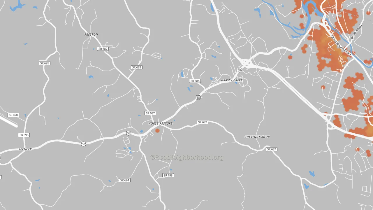 Bike Grade map of Horse Pasture, VA