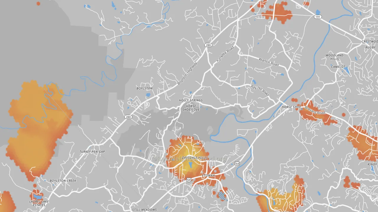 Bike Grade map of Horse Shoe, NC