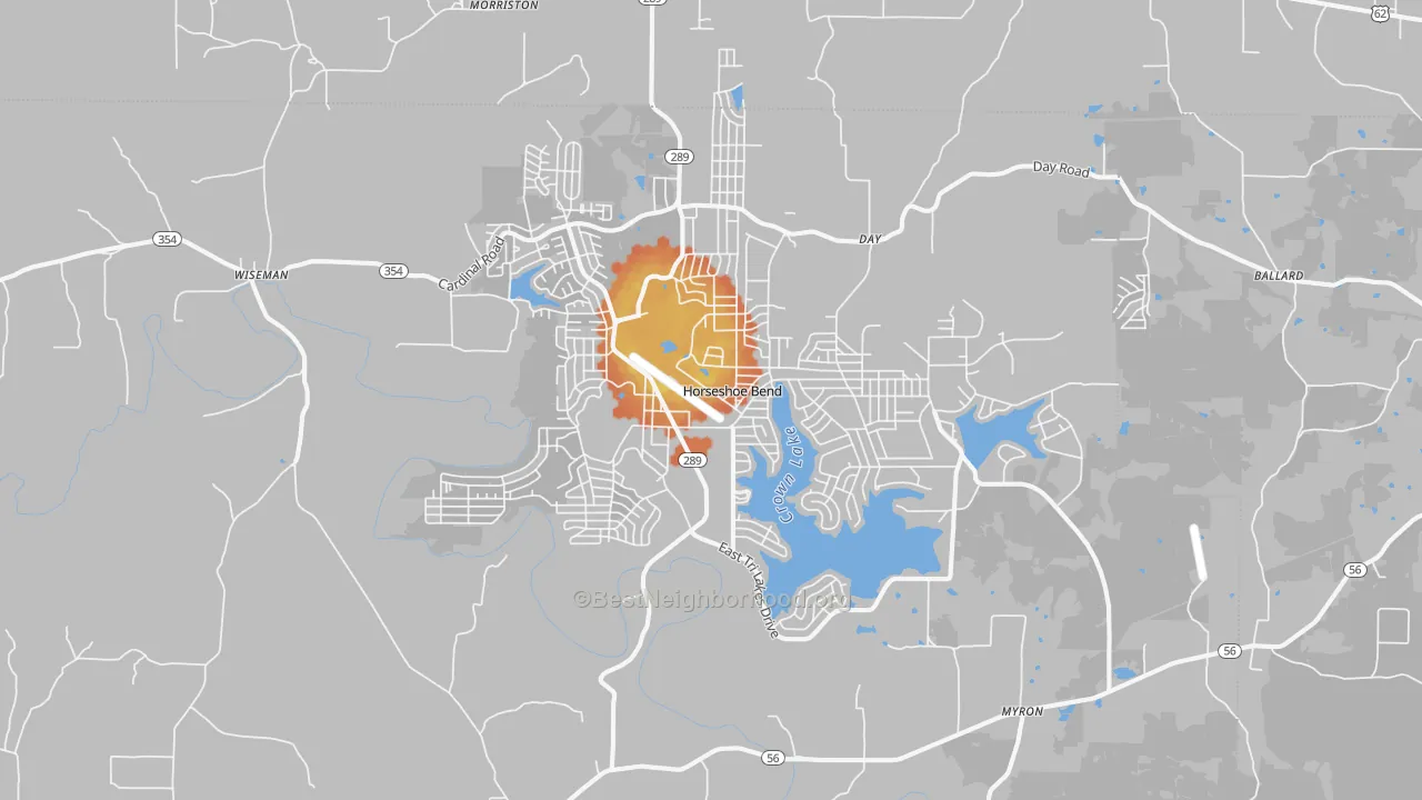 Bike Grade map of Horseshoe Bend, AR