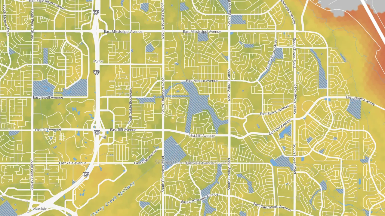 Bike Grade map of Horseshoe Park, Aurora, CO