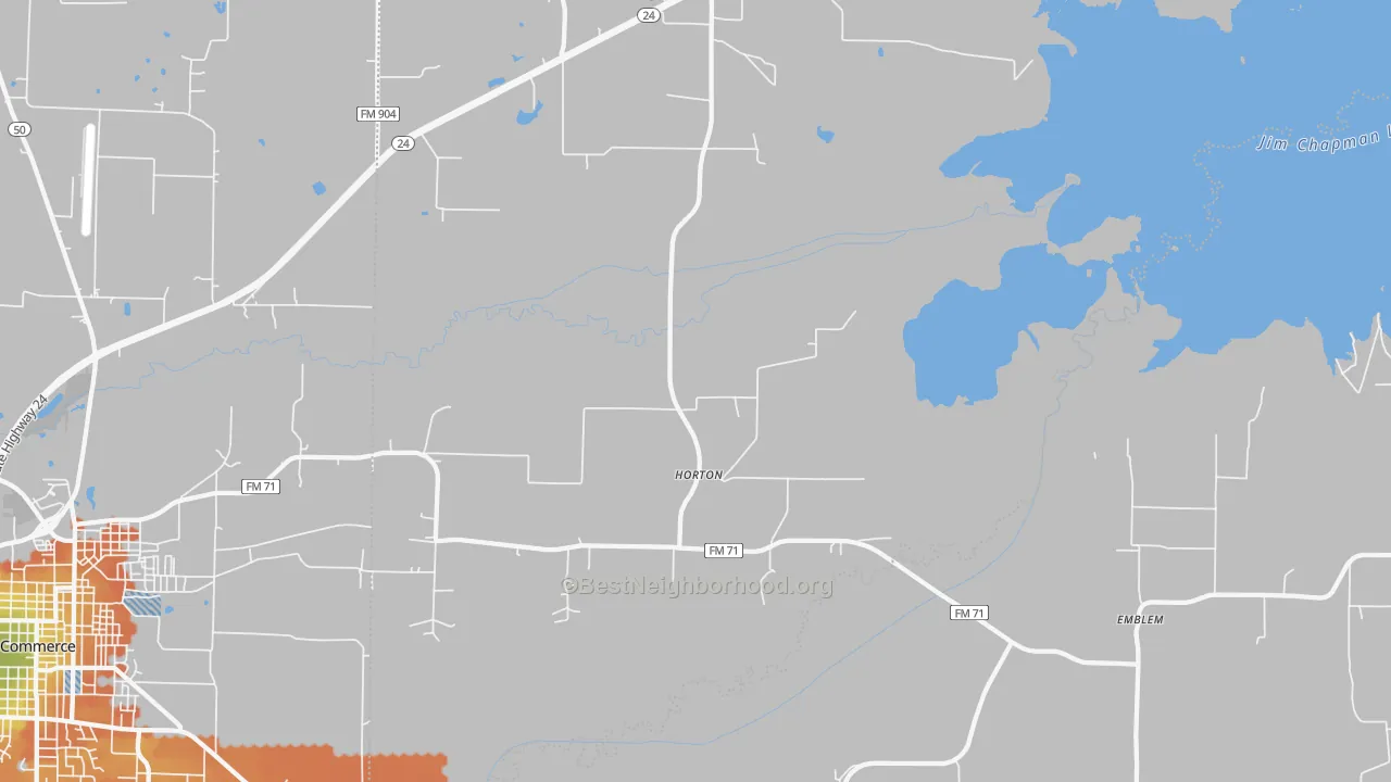 Bike Grade map of Horton, TX