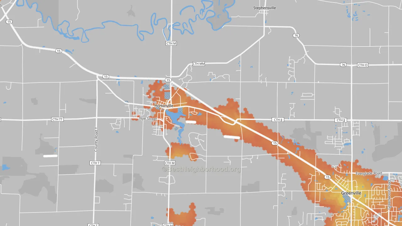 Bike Grade map of Hortonville, WI