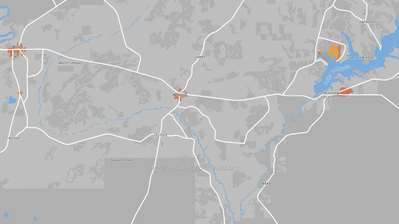 Bike Grade map of Hosford, FL