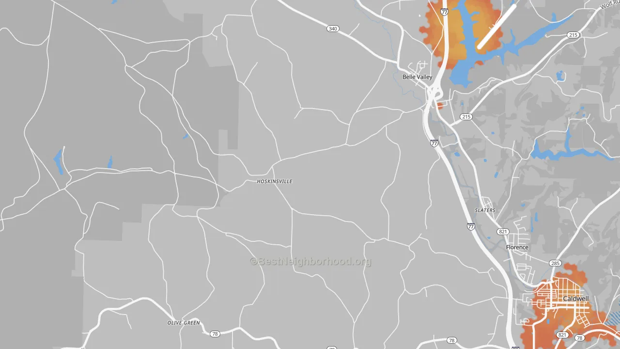 Bike Grade map of Hoskinsville, OH