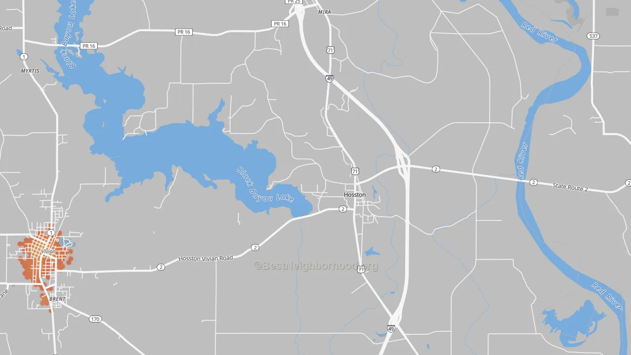 Bike Grade map of Hosston, LA