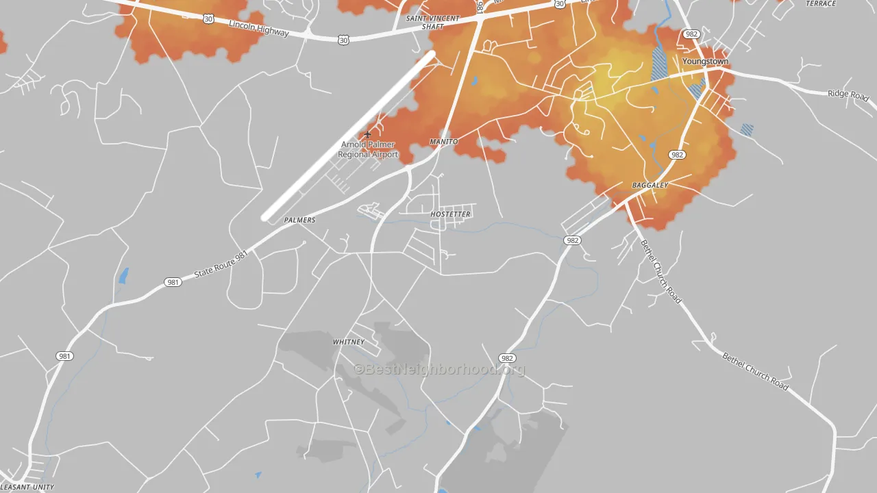 Bike Grade map of Hostetter, PA