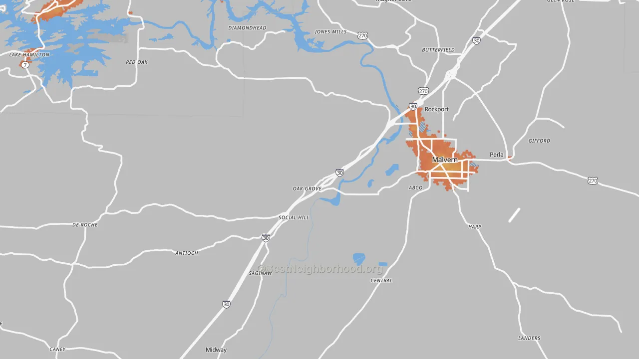Bike Grade map of Hot Spring County, AR