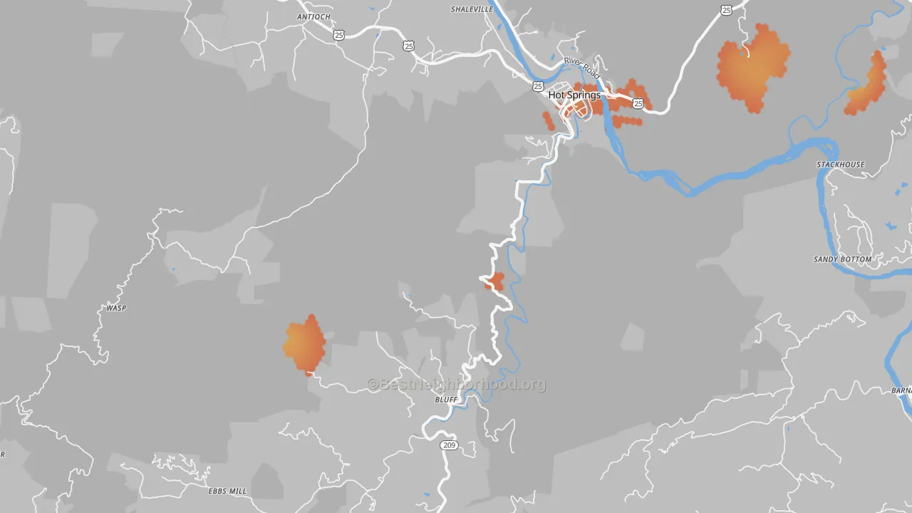 Bike Grade map of Hot Springs, NC