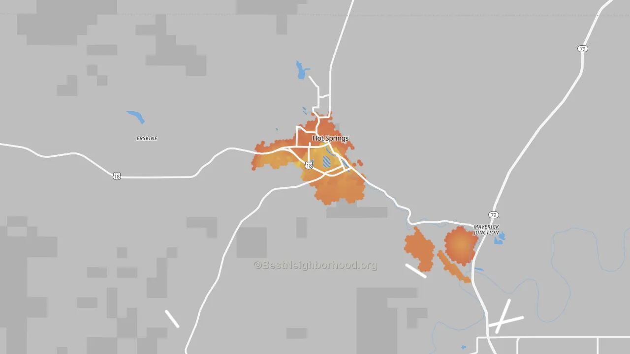 Bike Grade map of Hot Springs, SD