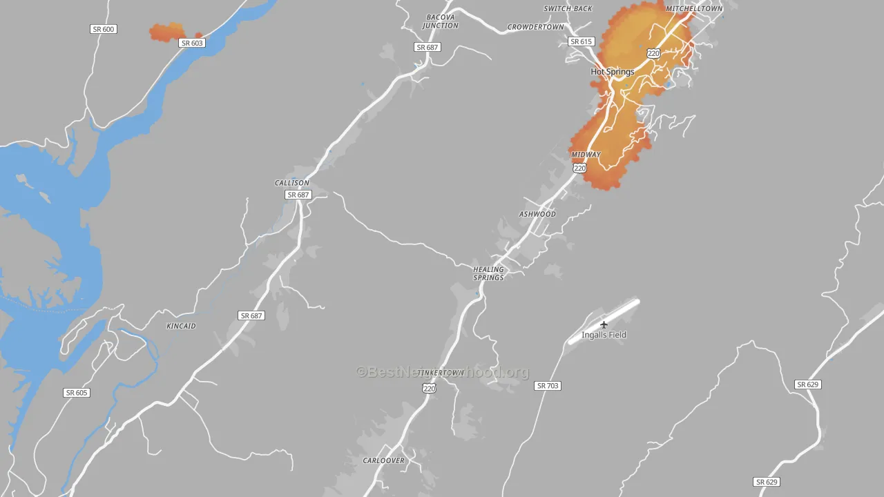 Bike Grade map of Hot Springs, VA