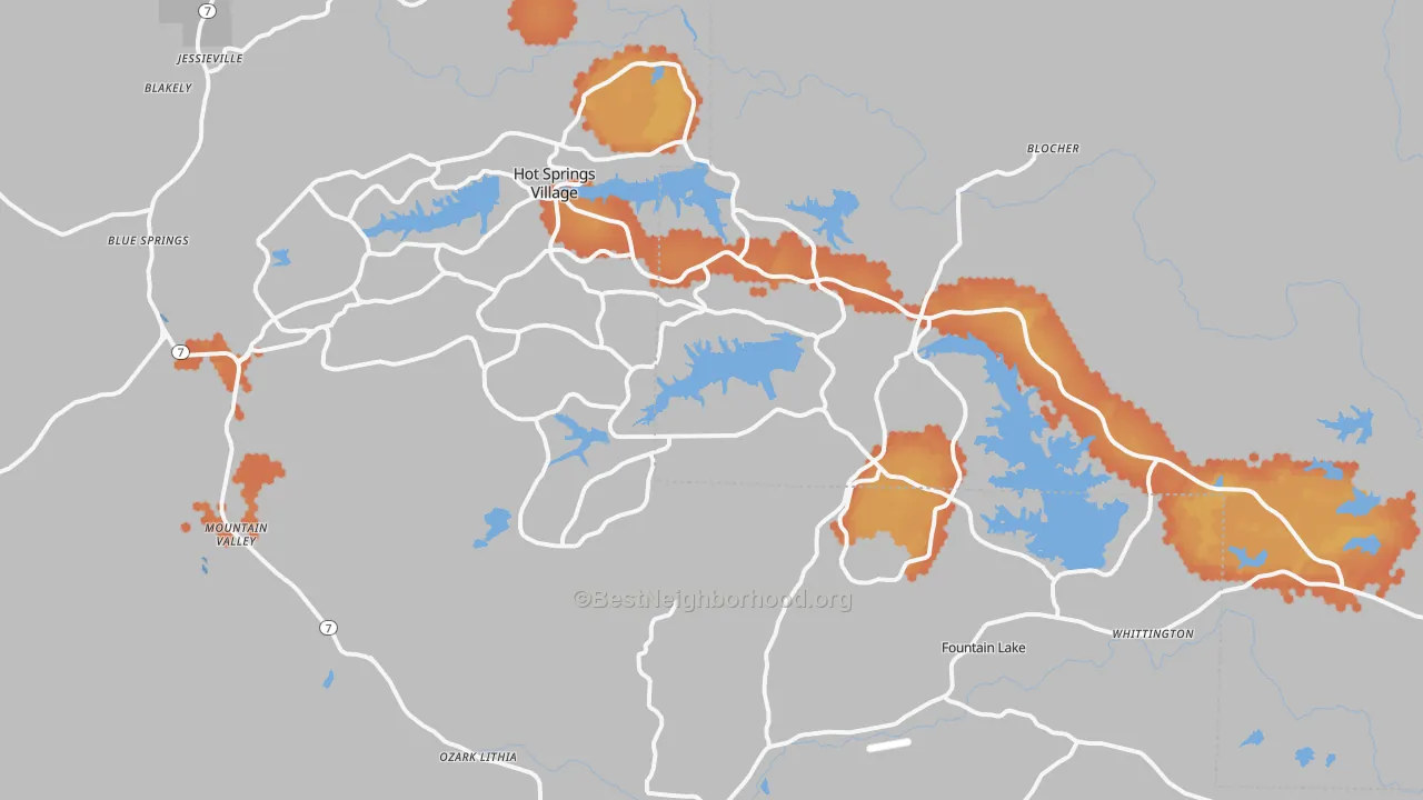 Bike Grade map of Hot Springs Village, AR