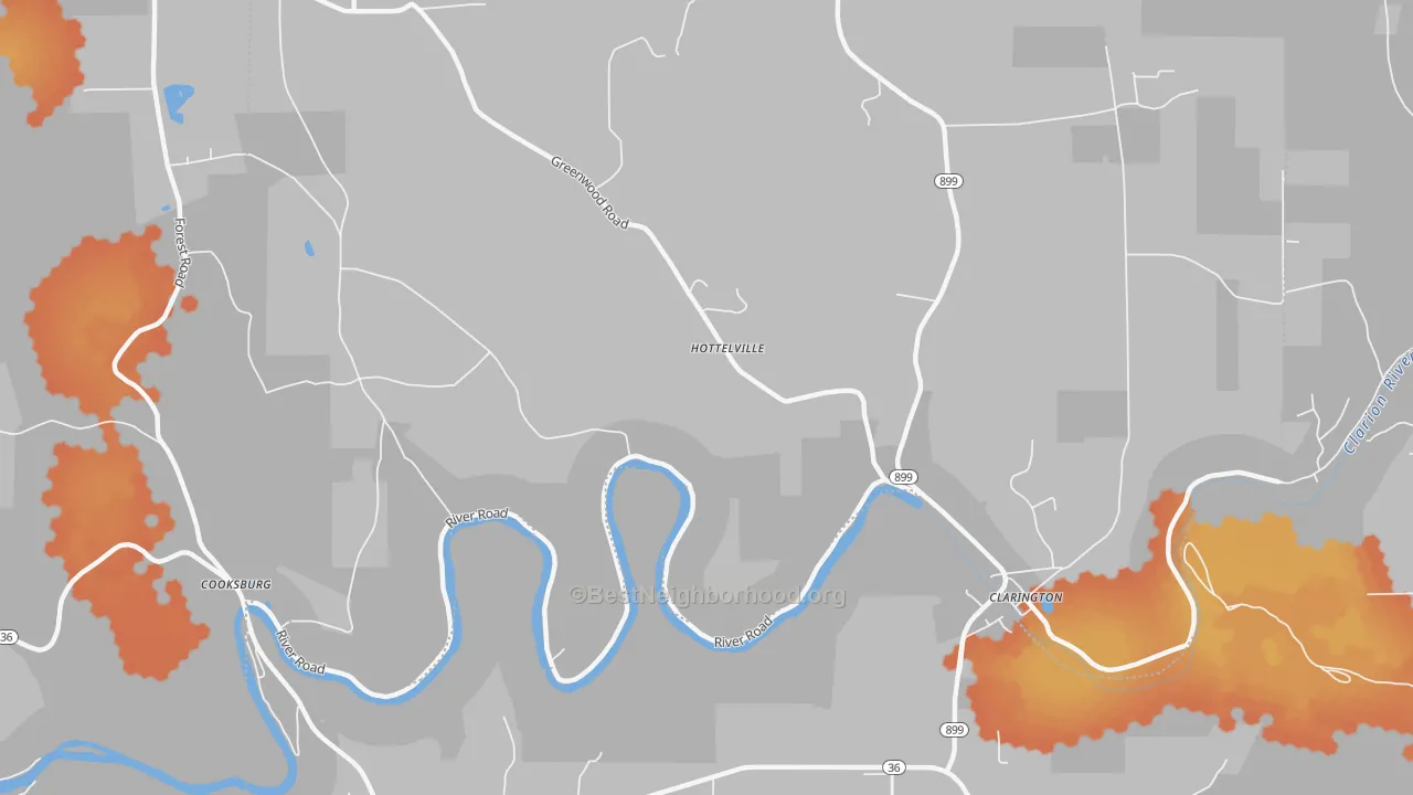 Bike Grade map of Hottelville, PA