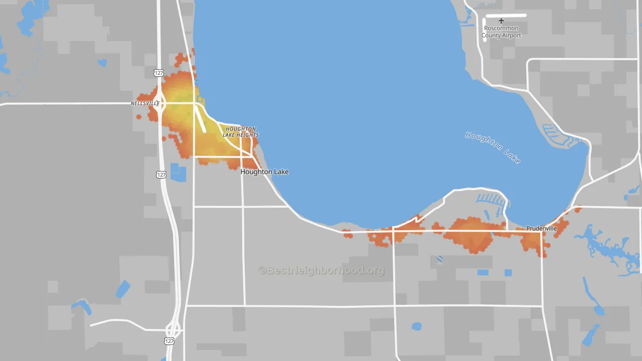 Bike Grade map of Houghton Lake, MI