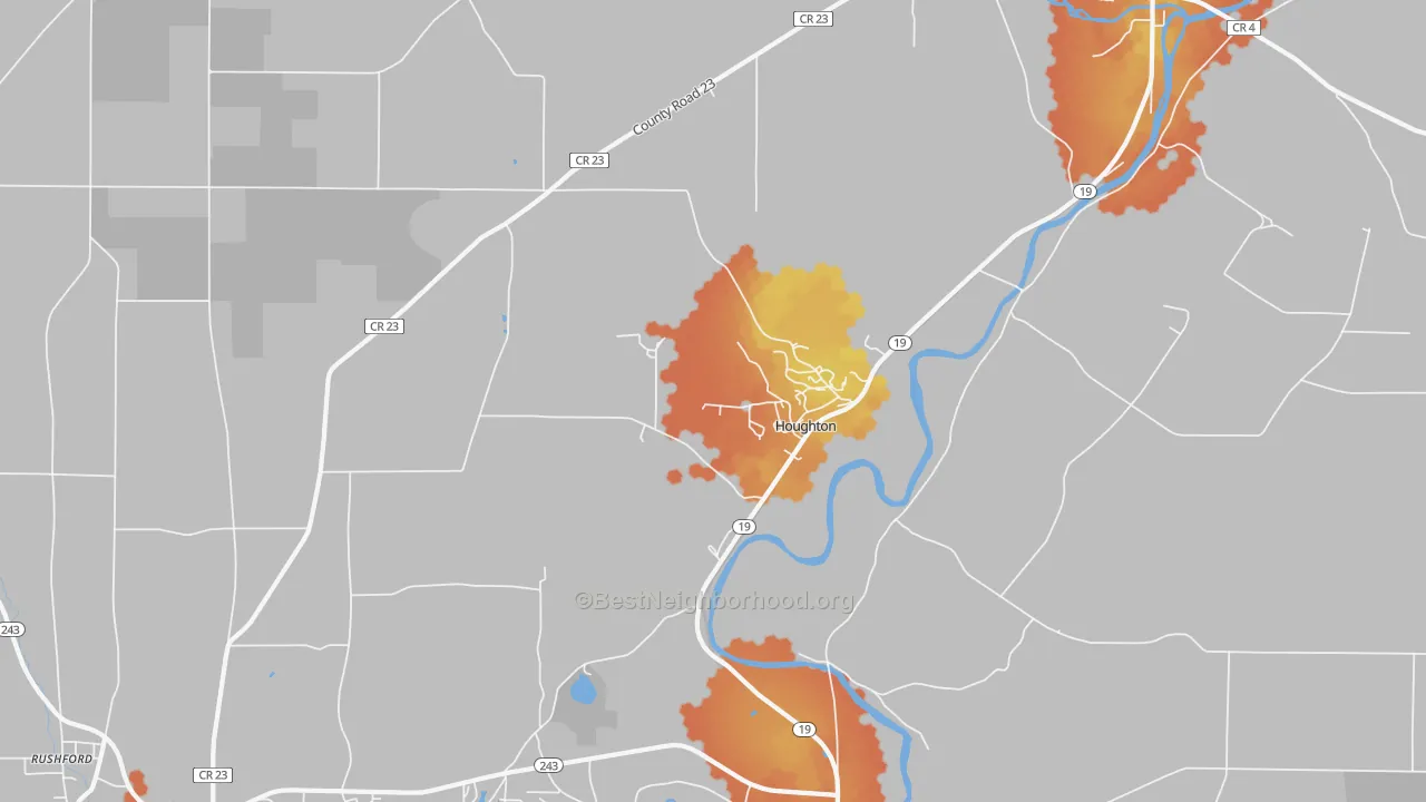 Bike Grade map of Houghton, NY