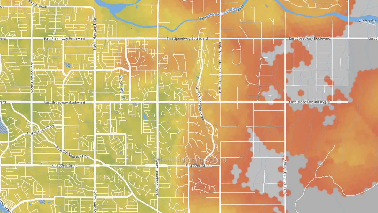 Bike Grade map of Houghton, Tucson, AZ