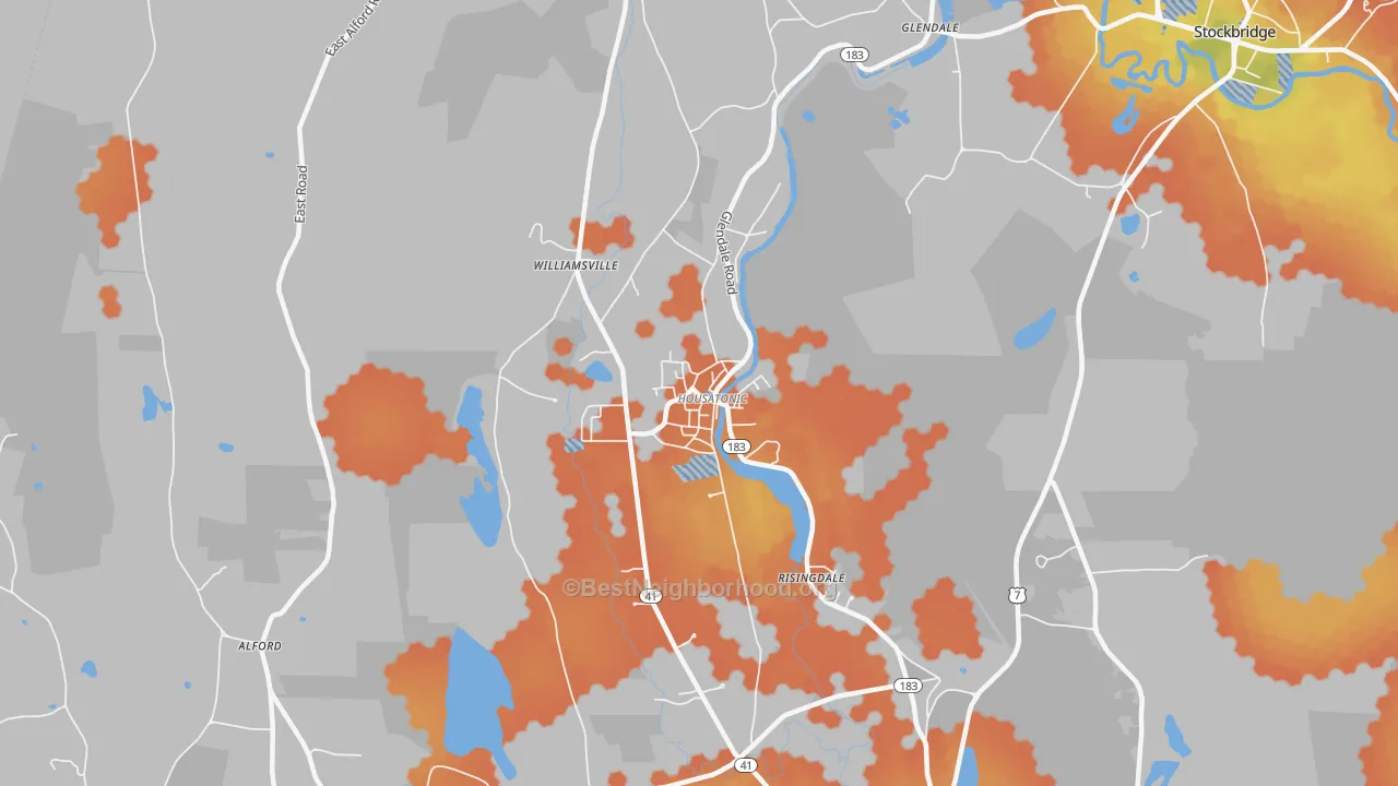 Bike Grade map of Housatonic, MA