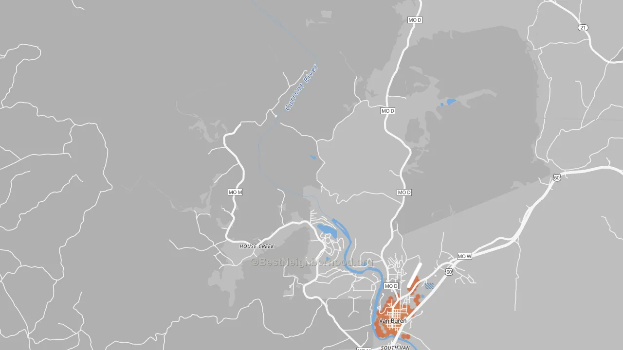 Bike Grade map of House Creek, MO