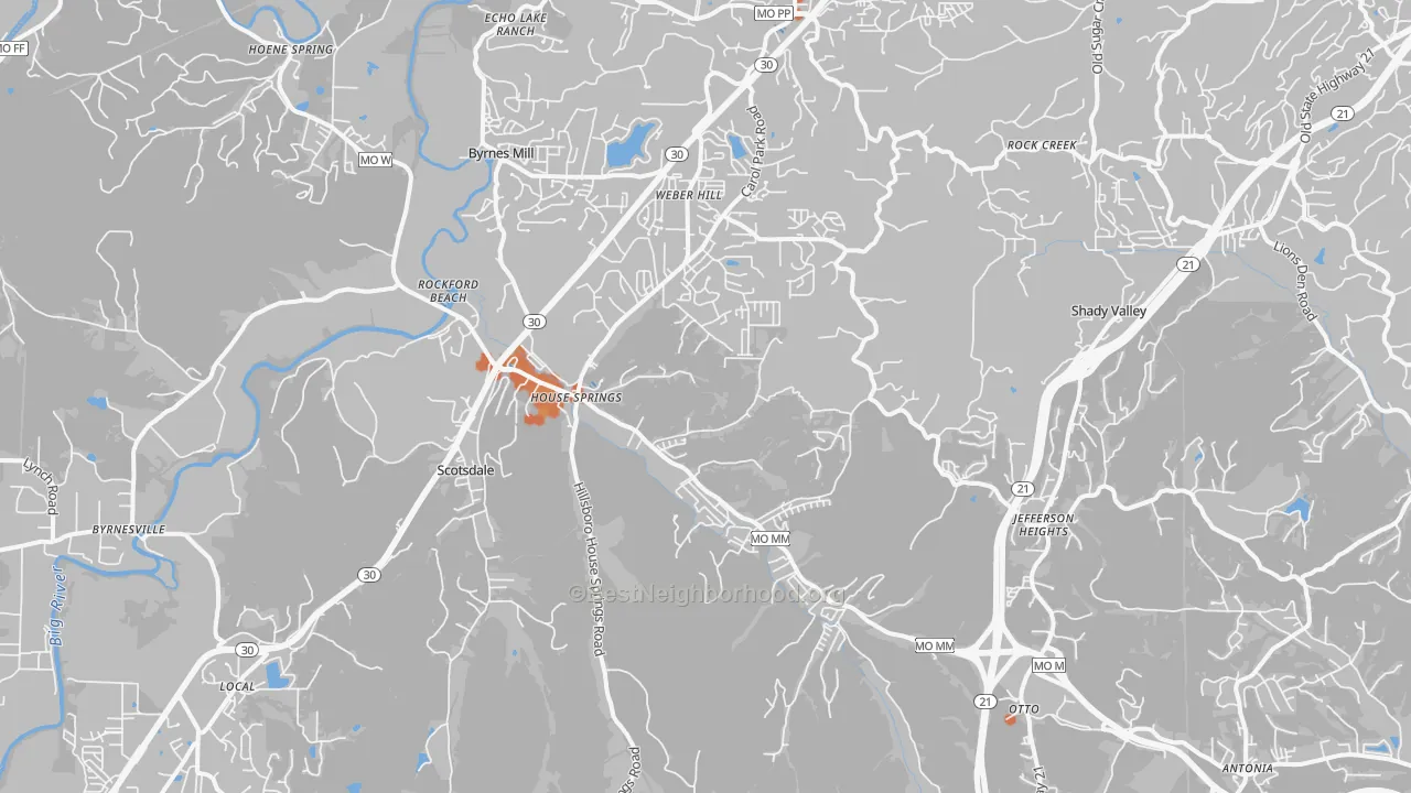 Bike Grade map of House Springs, MO