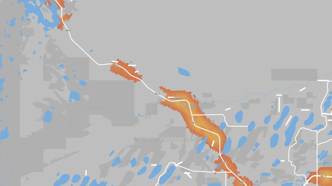 Bike Grade map of Houston, AK