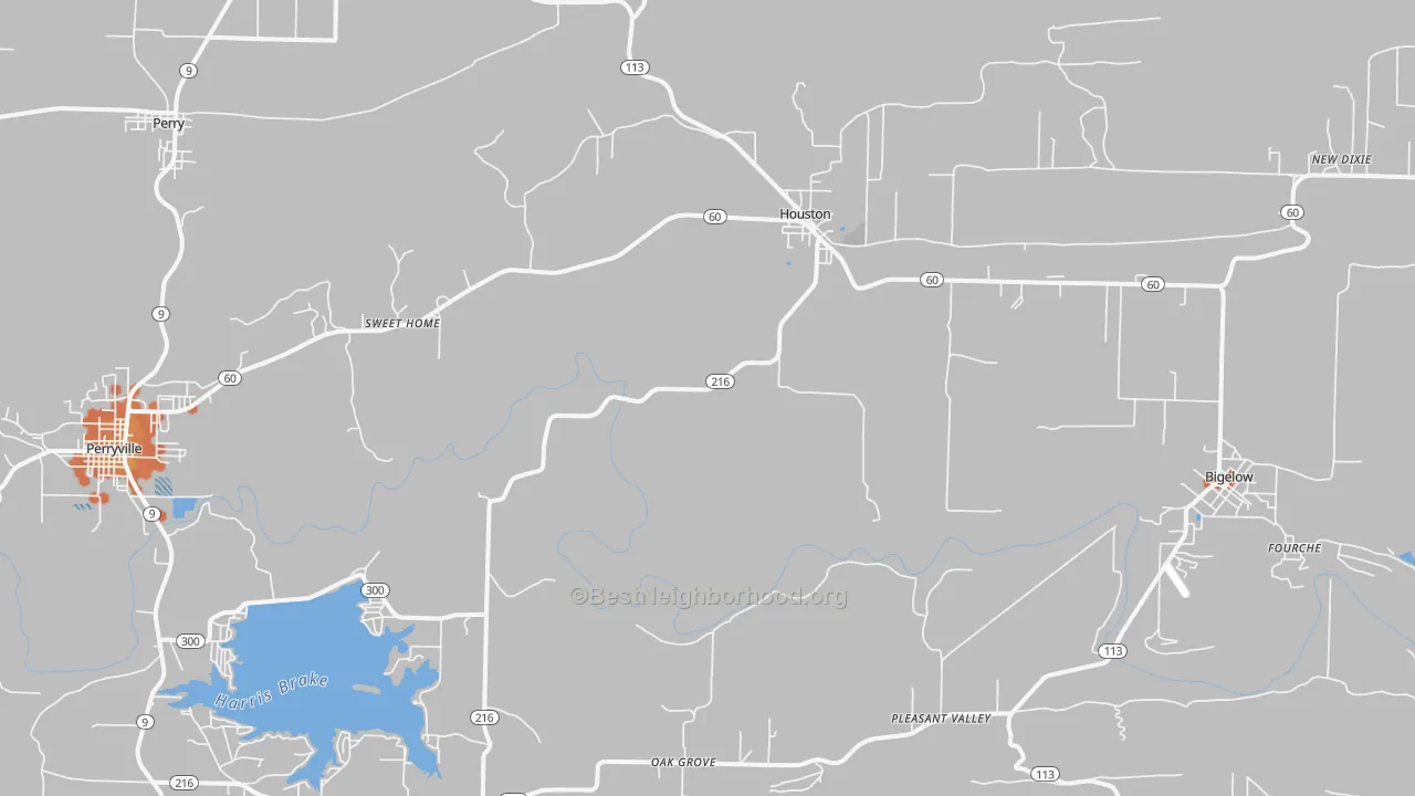 Bike Grade map of Houston, AR