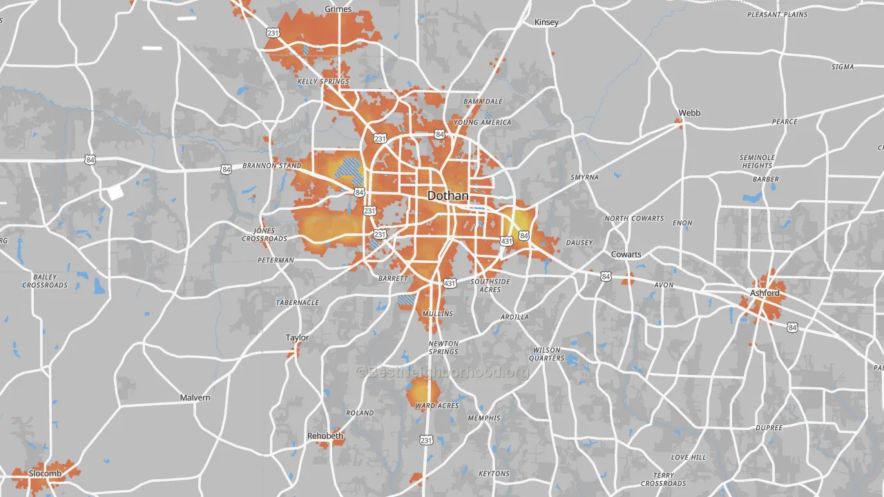 Bike Grade map of Houston County, AL