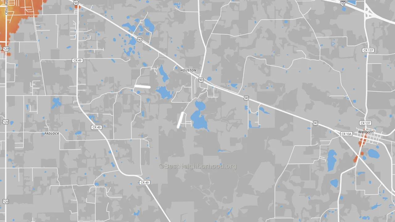 Bike Grade map of Houston, FL