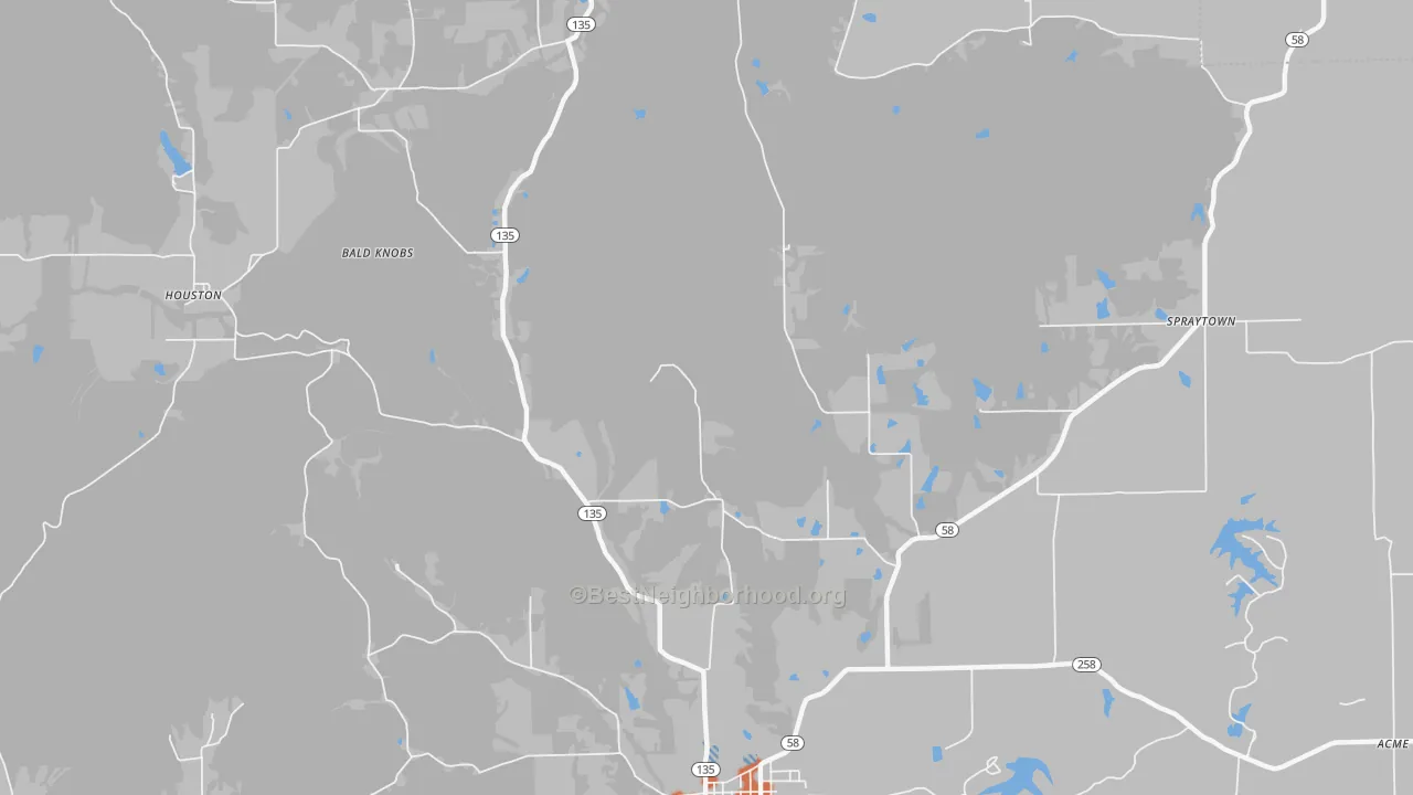 Bike Grade map of Houston, IN