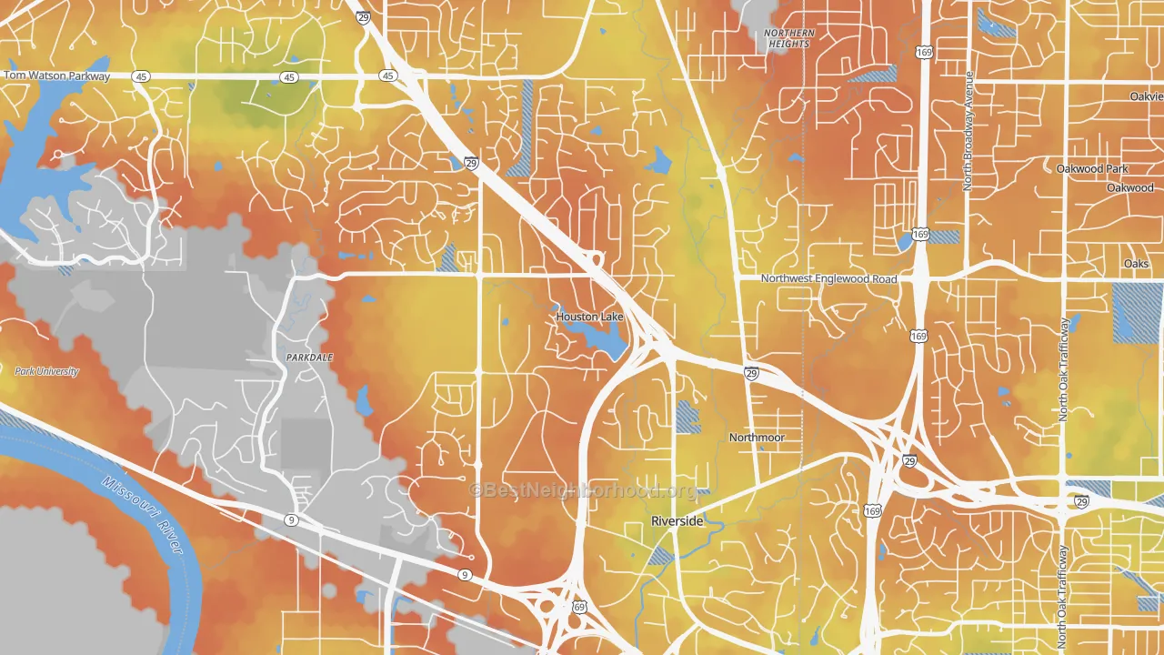 Bike Grade map of Houston Lake, MO