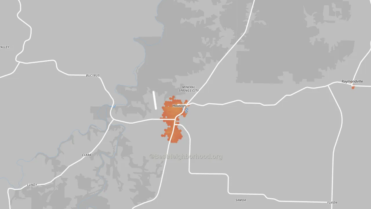 Bike Grade map of Houston, MO