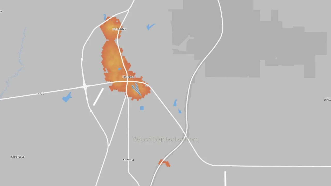 Bike Grade map of Houston, MS