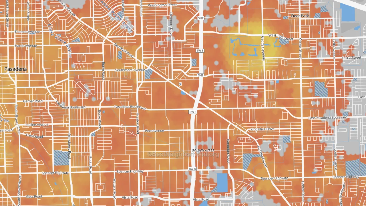 Bike Grade map of Houston Suburban Homes, Pasadena, TX