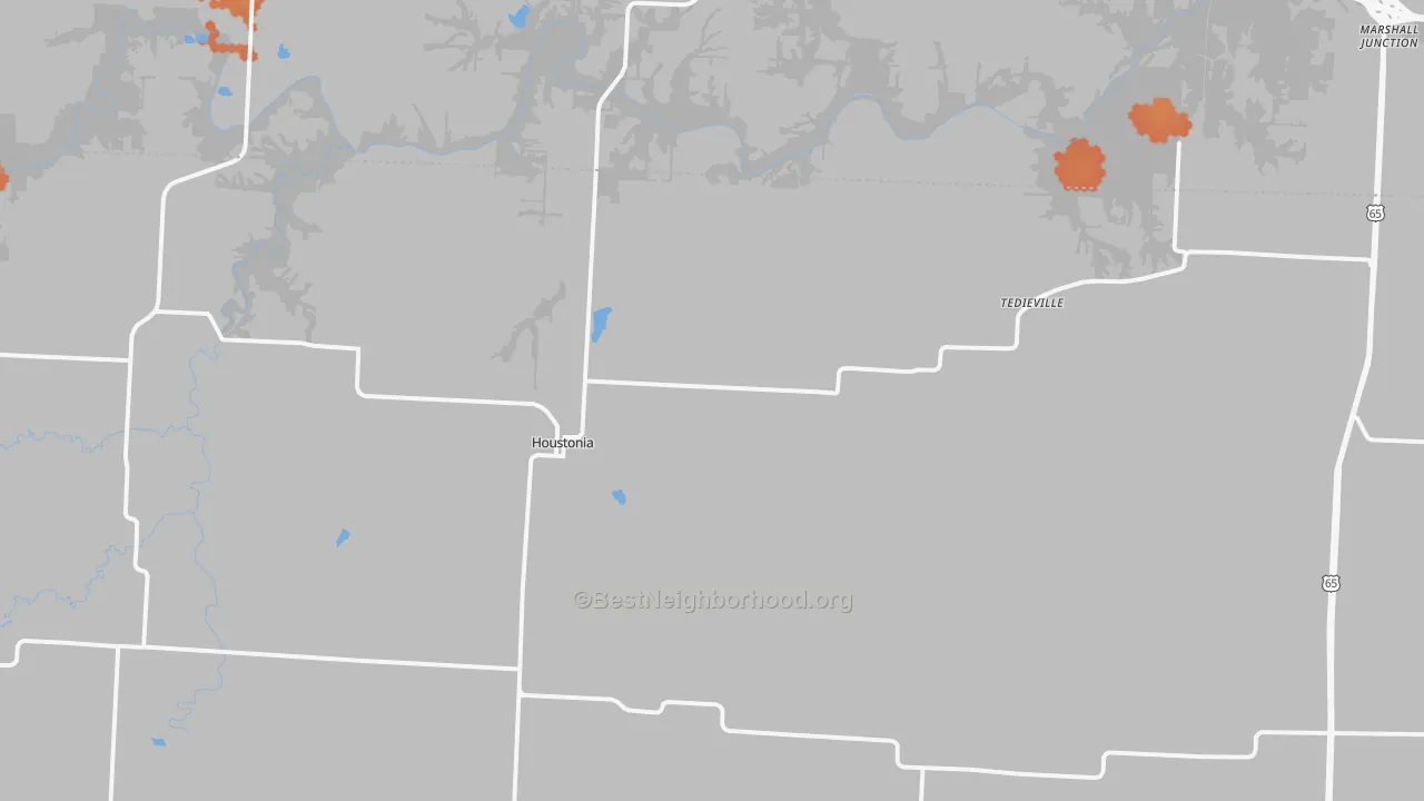Bike Grade map of Houstonia, MO