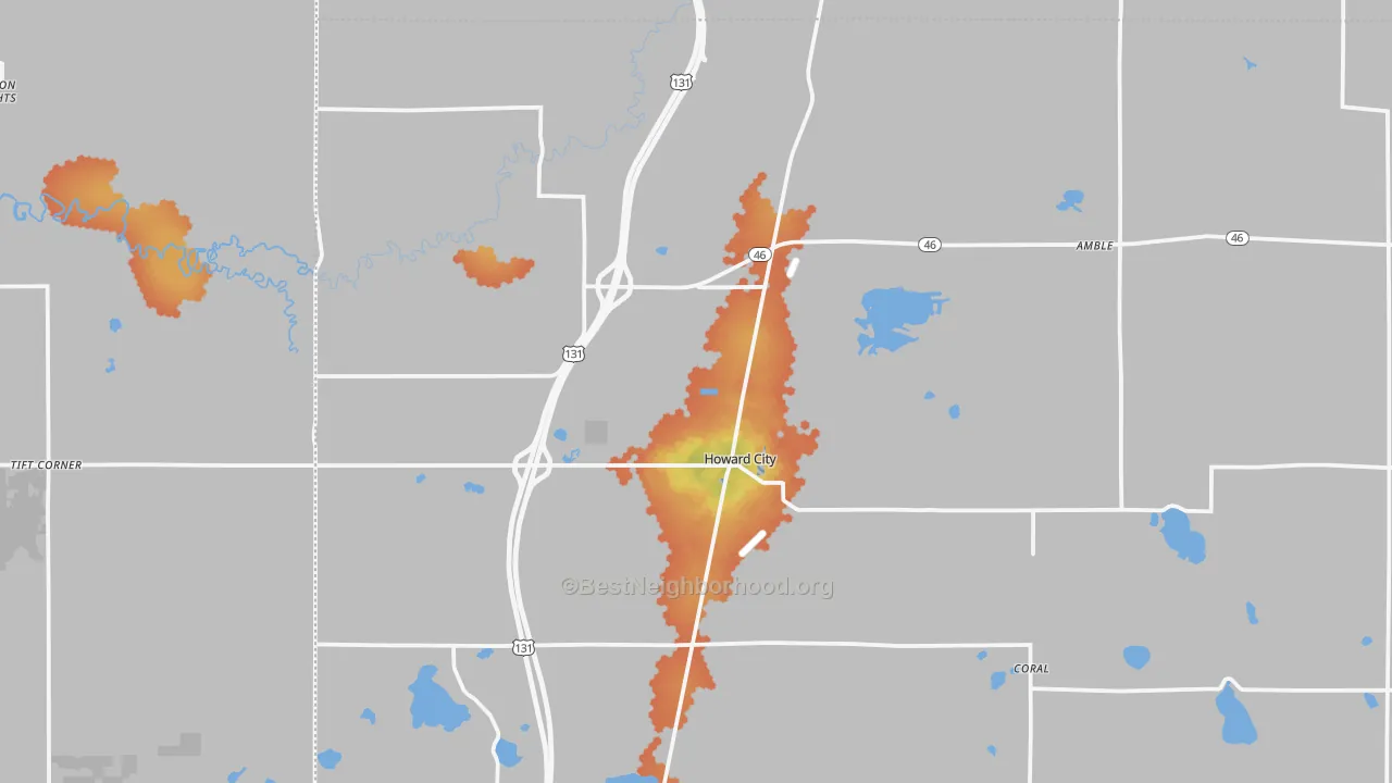 Bike Grade map of Howard City, MI