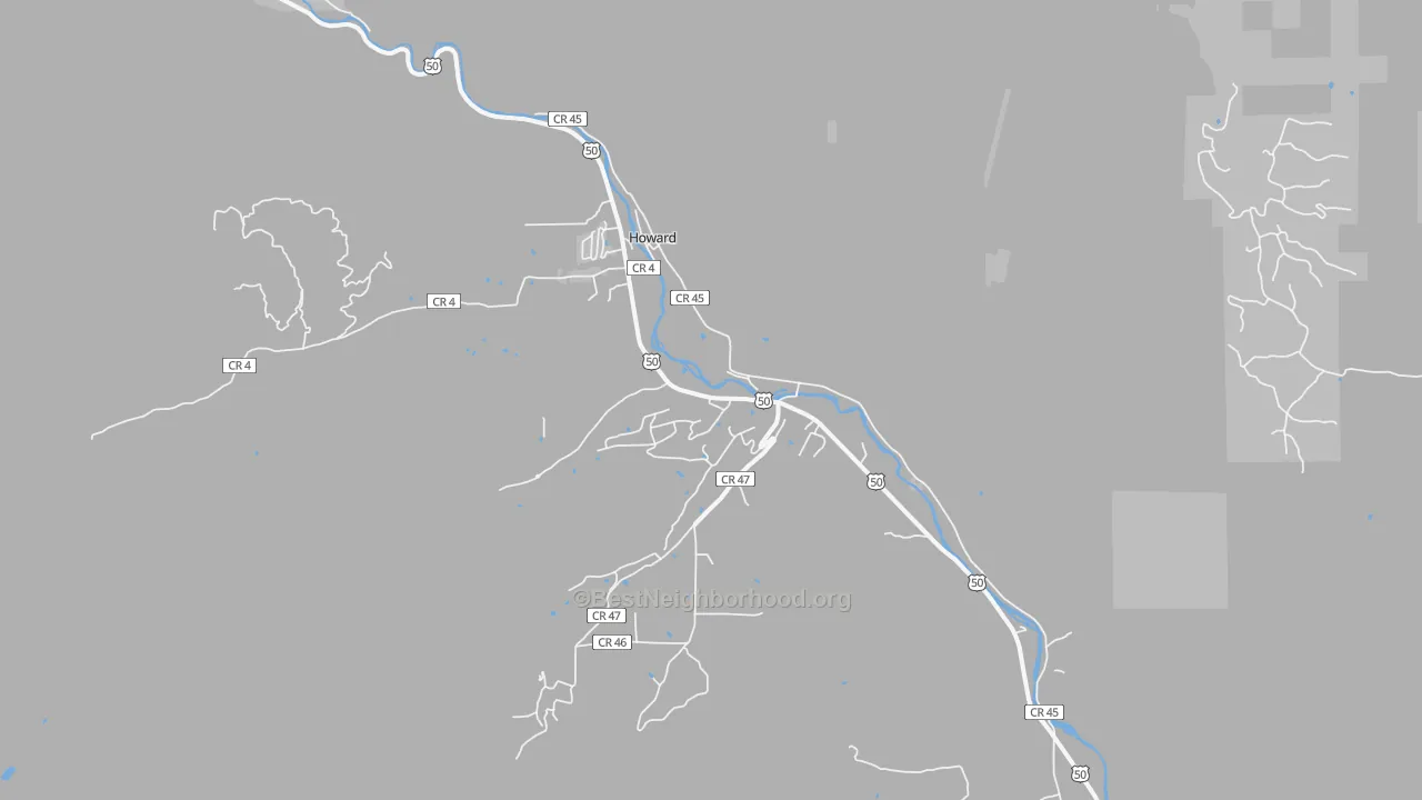 Bike Grade map of Howard, CO